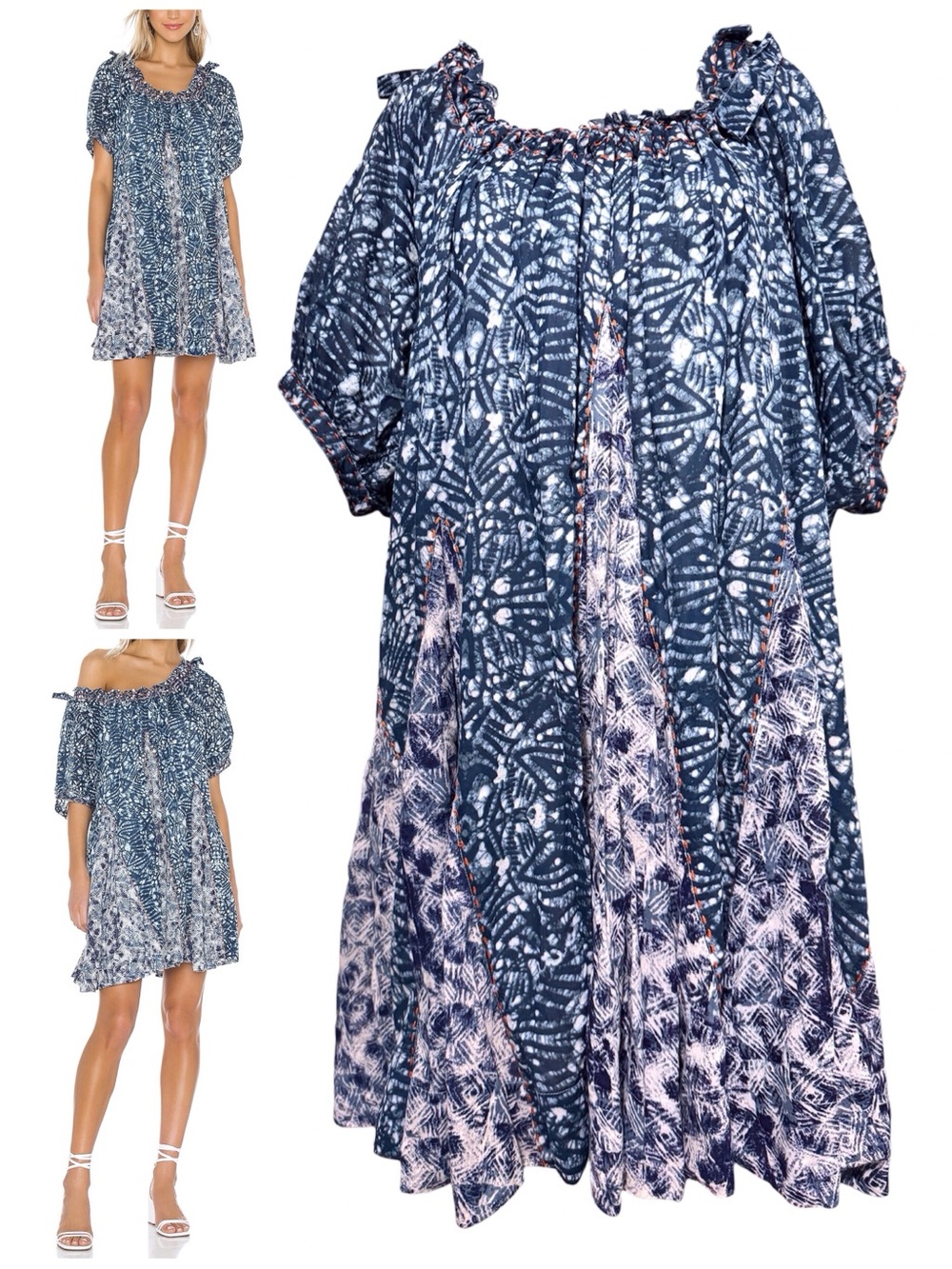 Free People Jet Set Mini Dress in Indigo Combo Size Small